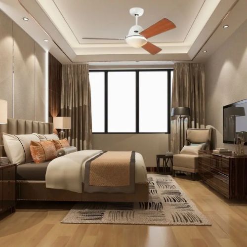 ventilateur plafond libeccio dans une chambre moderne 